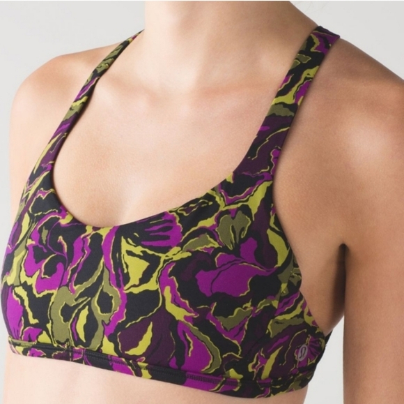 Lululemon Athletica Free To Be Zen 8 Purple and Green Sports Bra Medium Support - Picture 3 of 14